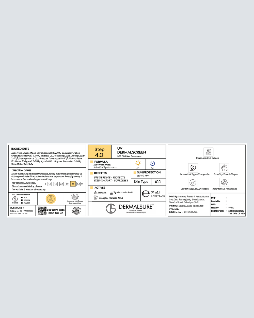 UV Dermalscreen SPF-50 PA++ Sunscreen